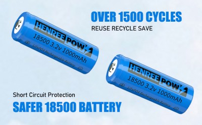 HenReepow 18500 Batterija rikarikabbli, 3.2V LifePO4 Lithium Phosphate Battery 1000mAh għal Gar Gar